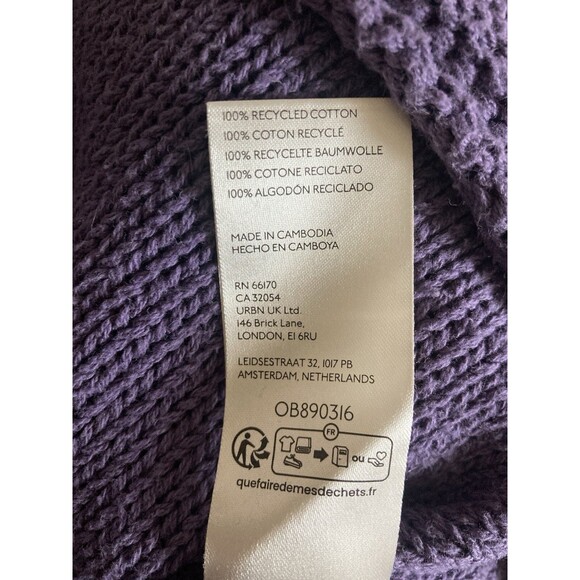 We The Free People Sweater M Purple Cropped Oversized Boho Slouchy Pastel Cotton - Picture 8 of 8